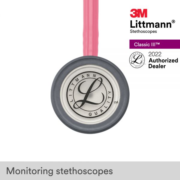 3M Littmann Classic III Stethoscope, Pearl Pink Tube, 27 inch, 5633